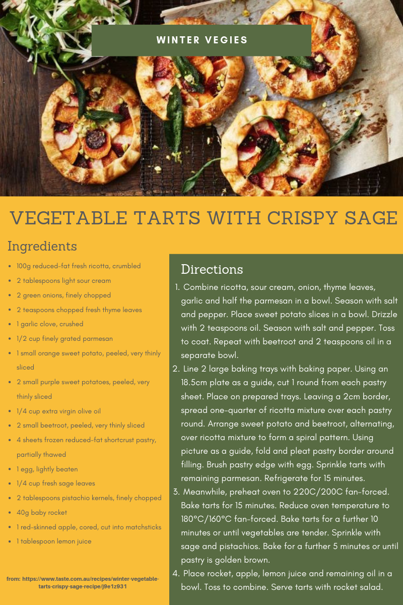 Vegetable Tarts with Crispy Sage - Pohlmans The Plant People - Phone 07 ...